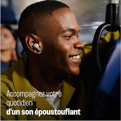JBL Live Beam 3, Écouteurs sans fil avec oreillettes, Bluetooth, jusqu'à 48 h d'autonomie, Réduction de Bruit Active, son haute fidélité JBL Signature, étanches à l'eau IP55, bleu