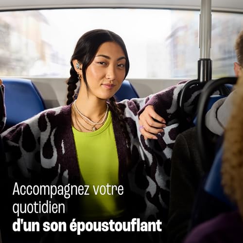 JBL Live Beam 3, Écouteurs sans fil avec oreillettes, Bluetooth, jusqu'à 48 h d'autonomie, Réduction de Bruit Active, son haute fidélité JBL Signature, étanches à l'eau IP55, bleu