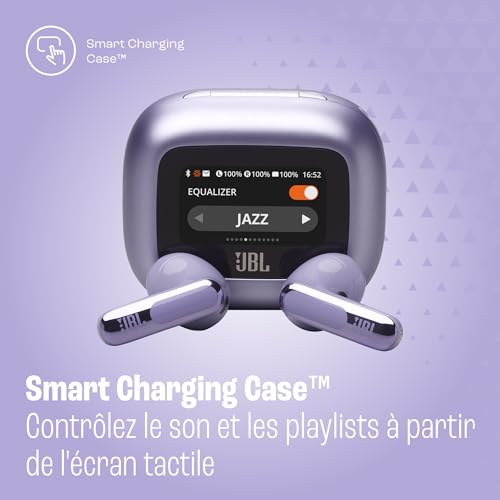 JBL Live Beam 3, Écouteurs sans fil avec oreillettes, Bluetooth, jusqu'à 48 h d'autonomie, Réduction de Bruit Active, son haute fidélité JBL Signature, étanches à l'eau IP55, bleu