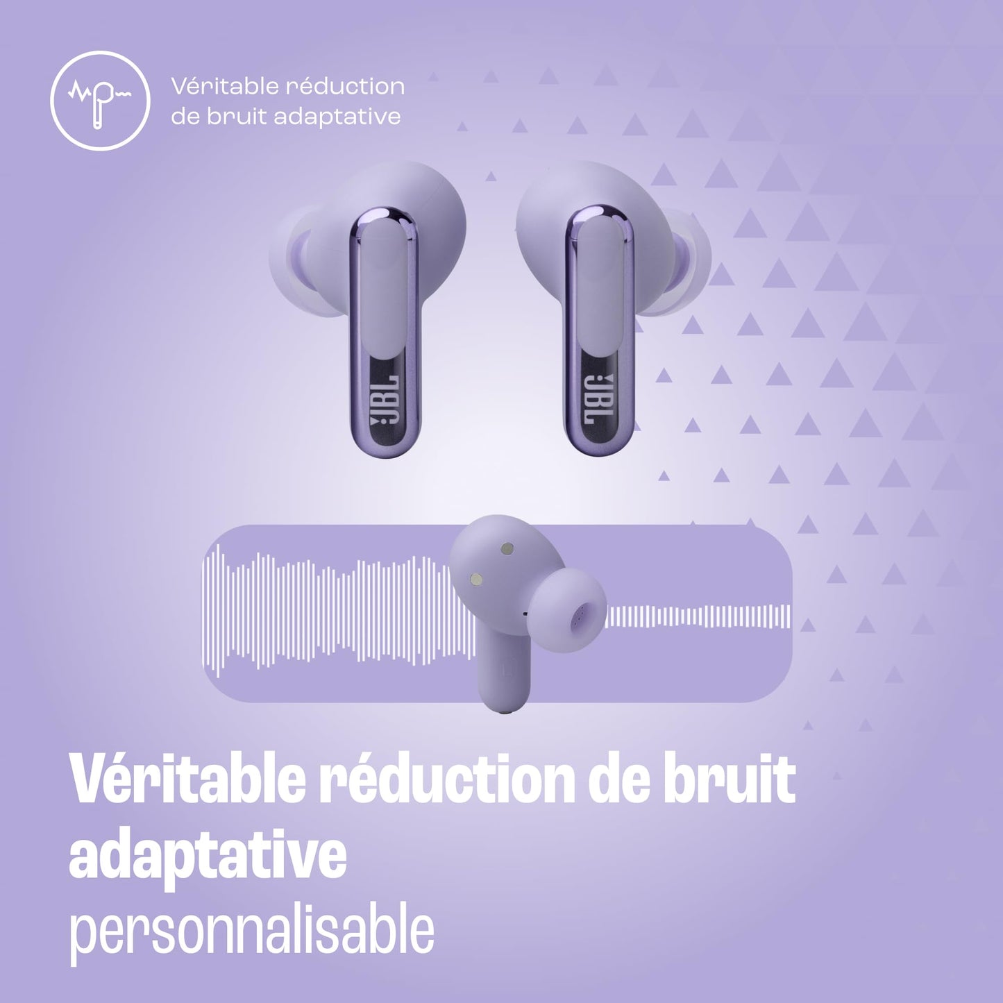 JBL Live Beam 3, Écouteurs sans fil avec oreillettes, Bluetooth, jusqu'à 48 h d'autonomie, Réduction de Bruit Active, son haute fidélité JBL Signature, étanches à l'eau IP55, bleu