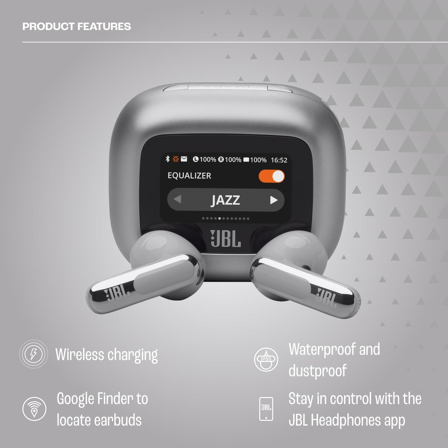 JBL Live Beam 3, Écouteurs sans fil avec oreillettes, Bluetooth, jusqu'à 48 h d'autonomie, Réduction de Bruit Active, son haute fidélité JBL Signature, étanches à l'eau IP55, bleu