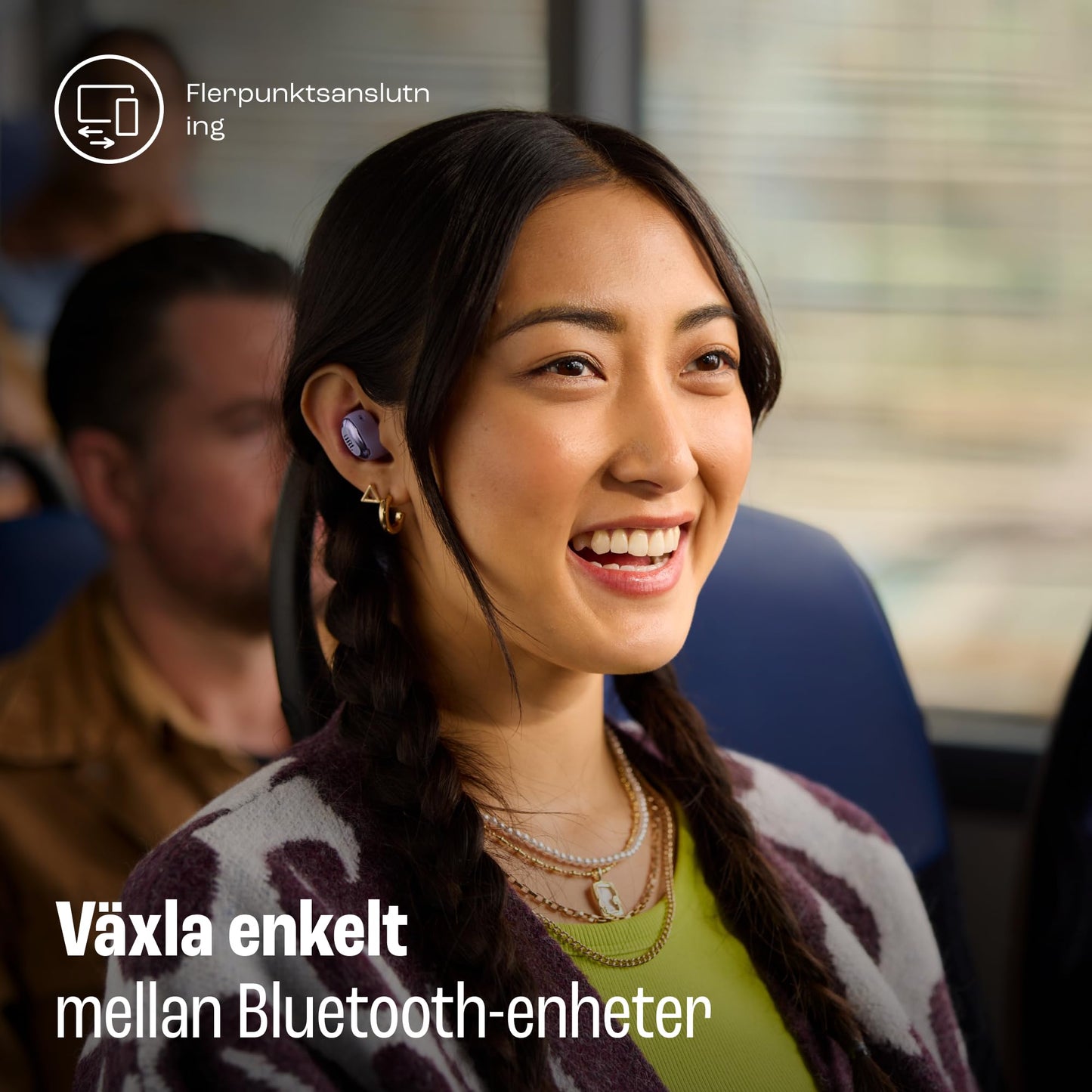 JBL Live Beam 3, Écouteurs sans fil avec oreillettes, Bluetooth, jusqu'à 48 h d'autonomie, Réduction de Bruit Active, son haute fidélité JBL Signature, étanches à l'eau IP55, bleu