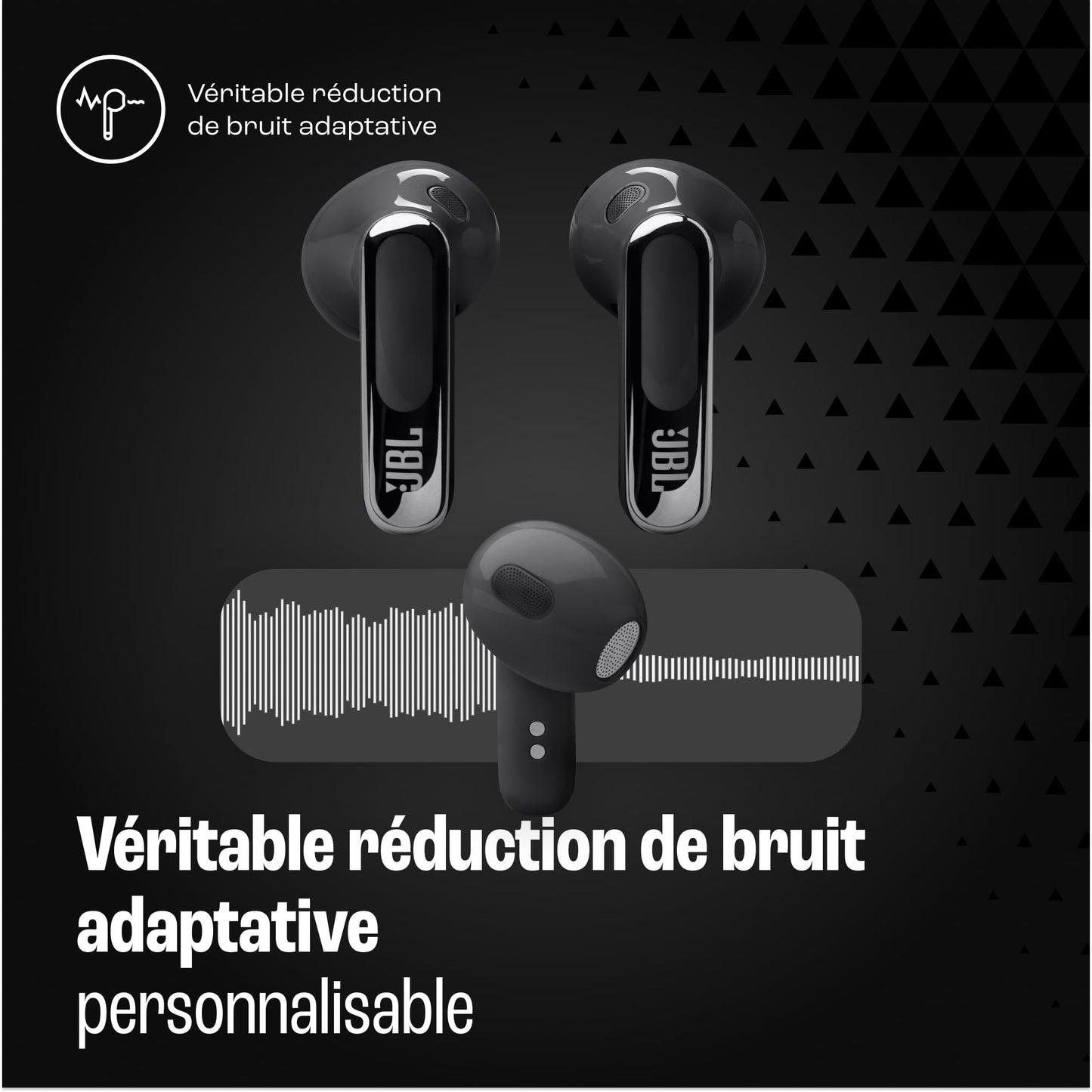 JBL Live Beam 3, Écouteurs sans fil avec oreillettes, Bluetooth, jusqu'à 48 h d'autonomie, Réduction de Bruit Active, son haute fidélité JBL Signature, étanches à l'eau IP55, bleu