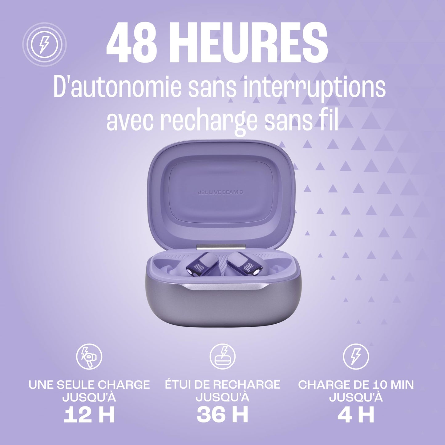 JBL Live Beam 3, Écouteurs sans fil avec oreillettes, Bluetooth, jusqu'à 48 h d'autonomie, Réduction de Bruit Active, son haute fidélité JBL Signature, étanches à l'eau IP55, bleu