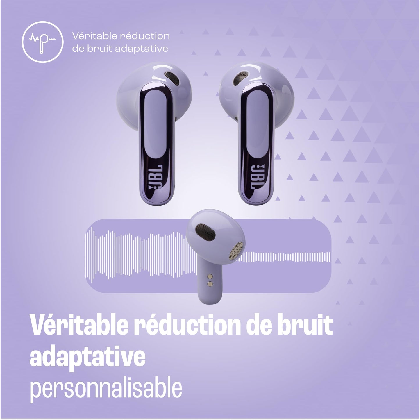 JBL Live Beam 3, Écouteurs sans fil avec oreillettes, Bluetooth, jusqu'à 48 h d'autonomie, Réduction de Bruit Active, son haute fidélité JBL Signature, étanches à l'eau IP55, bleu
