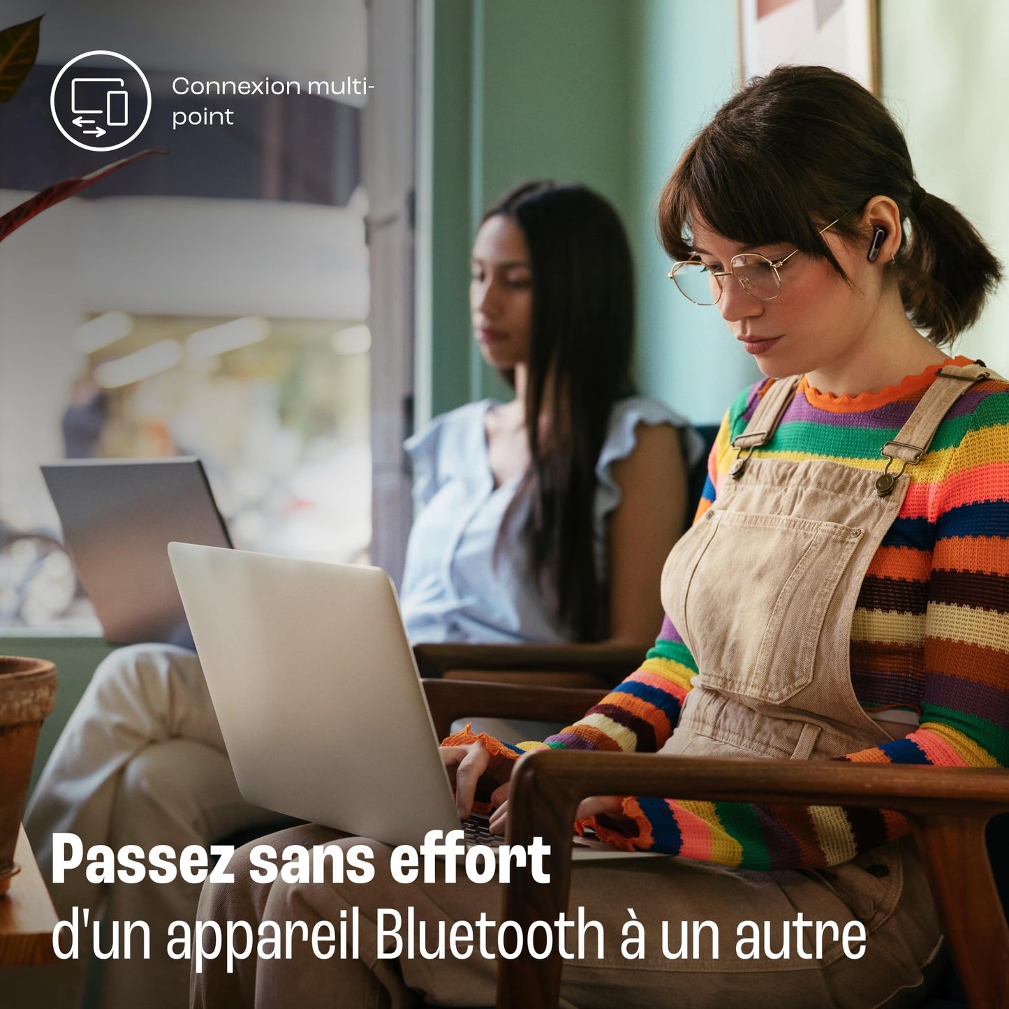 JBL Live Beam 3, Écouteurs sans fil avec oreillettes, Bluetooth, jusqu'à 48 h d'autonomie, Réduction de Bruit Active, son haute fidélité JBL Signature, étanches à l'eau IP55, bleu