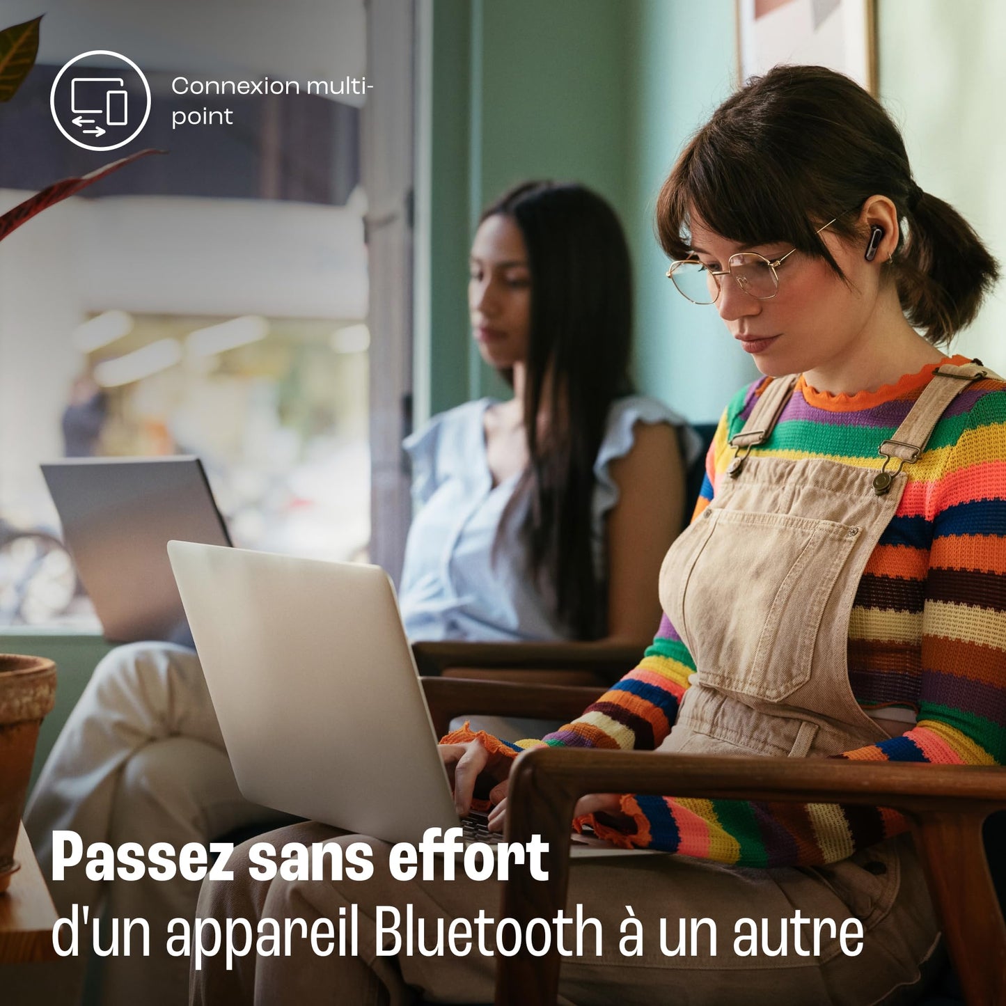 JBL Live Beam 3, Écouteurs sans fil avec oreillettes, Bluetooth, jusqu'à 48 h d'autonomie, Réduction de Bruit Active, son haute fidélité JBL Signature, étanches à l'eau IP55, bleu