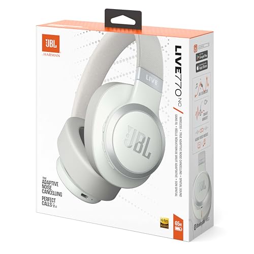 JBL Live 770NC Casque circum-auriculaire, Réduction de Bruit Adaptative, Smart Ambient, jusqu'à 65 heures d'autonomie, bleu