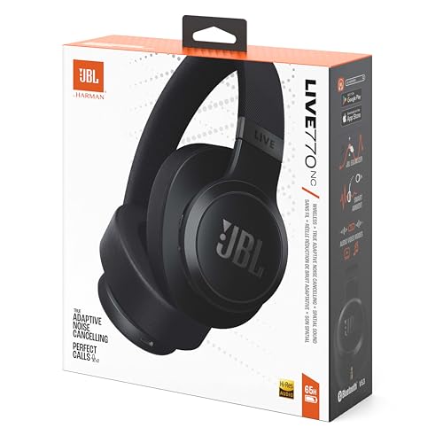 JBL Live 770NC Casque circum-auriculaire, Réduction de Bruit Adaptative, Smart Ambient, jusqu'à 65 heures d'autonomie, bleu