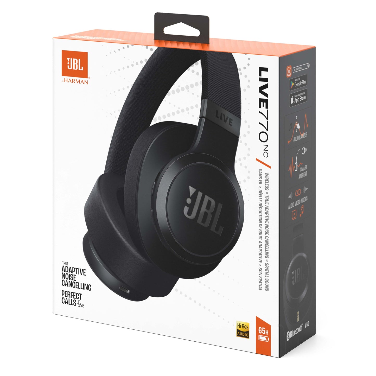 JBL Live 770NC Casque circum-auriculaire, Réduction de Bruit Adaptative, Smart Ambient, jusqu'à 65 heures d'autonomie, bleu