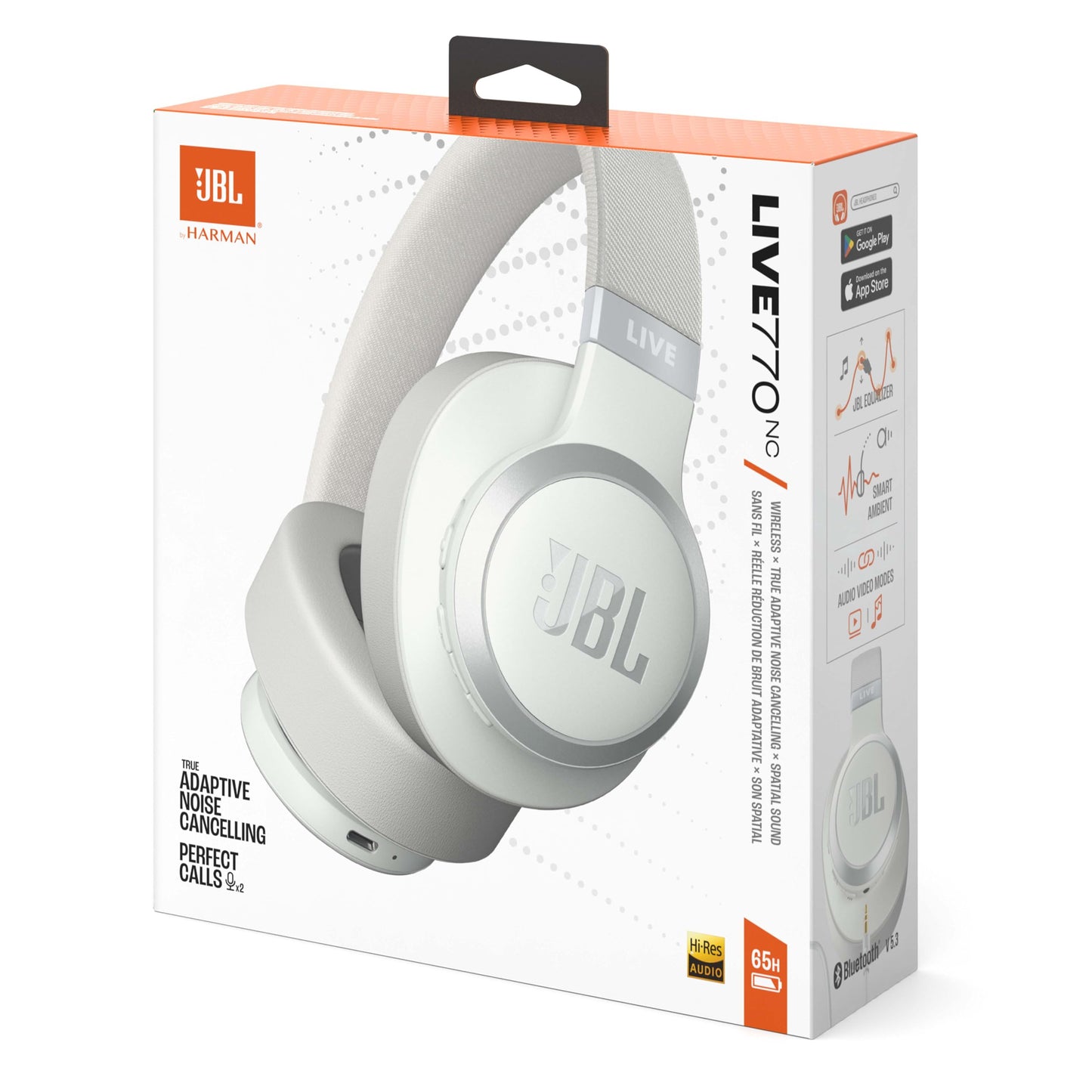 JBL Live 770NC Casque circum-auriculaire, Réduction de Bruit Adaptative, Smart Ambient, jusqu'à 65 heures d'autonomie, bleu